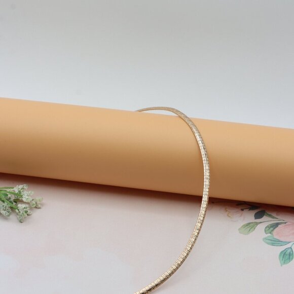 Textured Rose Gold Flat Snake Chain Necklace, XPNL0243 - Picture 5 of 9